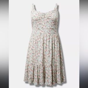 TORRID Mini Textured Jersey Tie Back Dress Strawberry Fun Whisper White 4X NWT